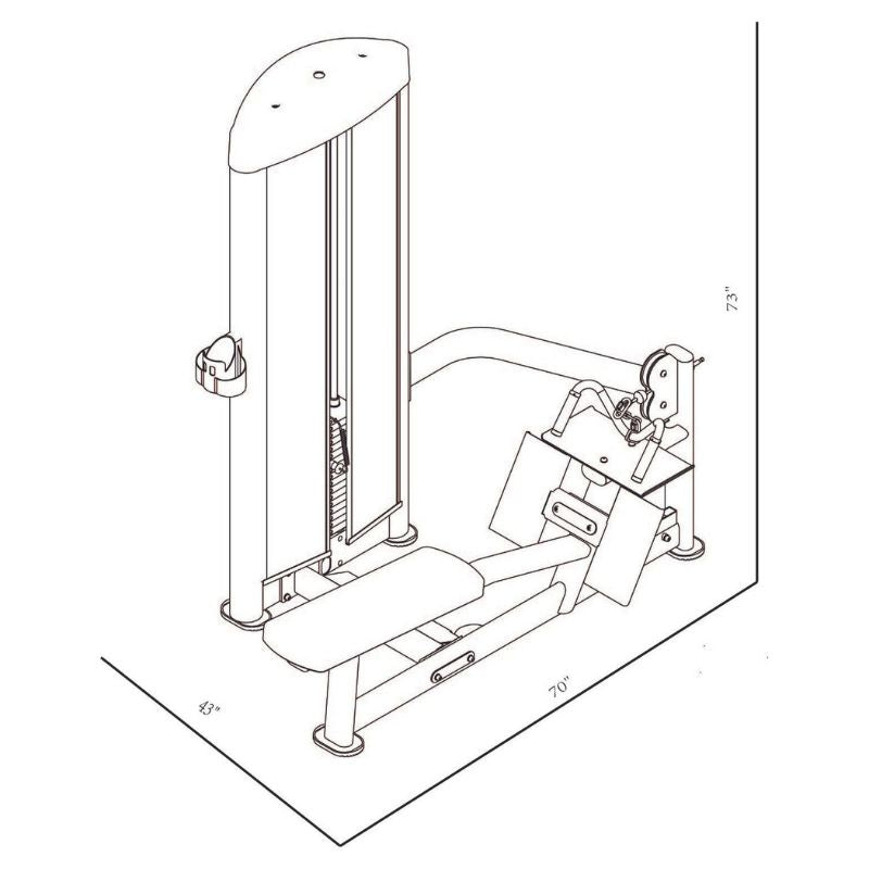 BodyKore Isolation Series - Selectorized Low Pull - GR616 Dimensions