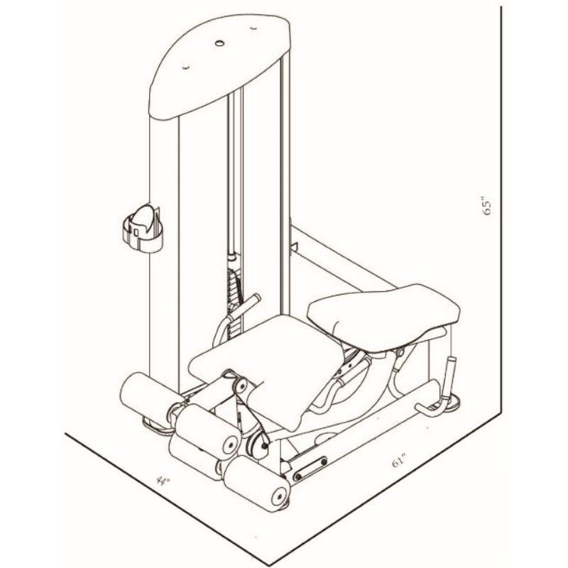 BodyKore Leg Extension Leg Prone GR643  Dimensions