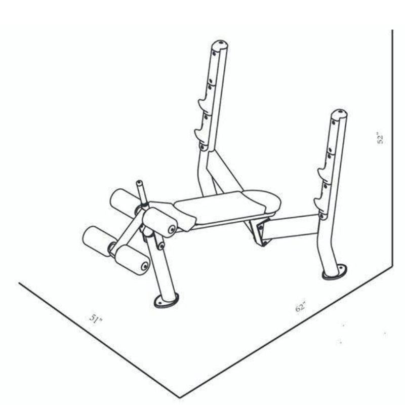 BodyKore Olympic Decline Bench - Signature Series - G253 dimensions