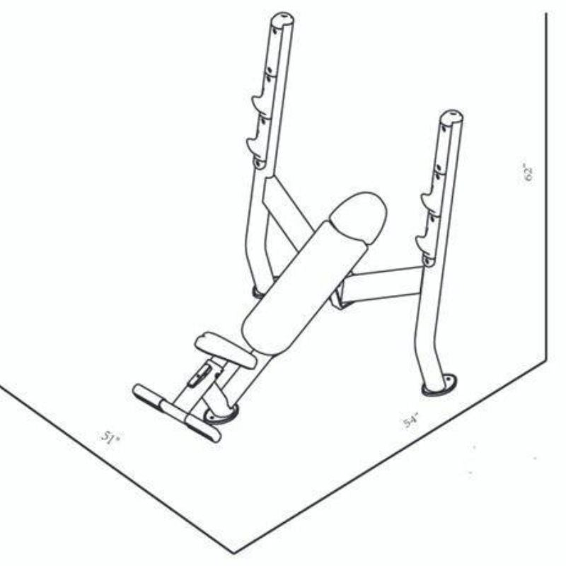 BodyKore Olympic Incline Bench - Signature Series - G252 Dimensions