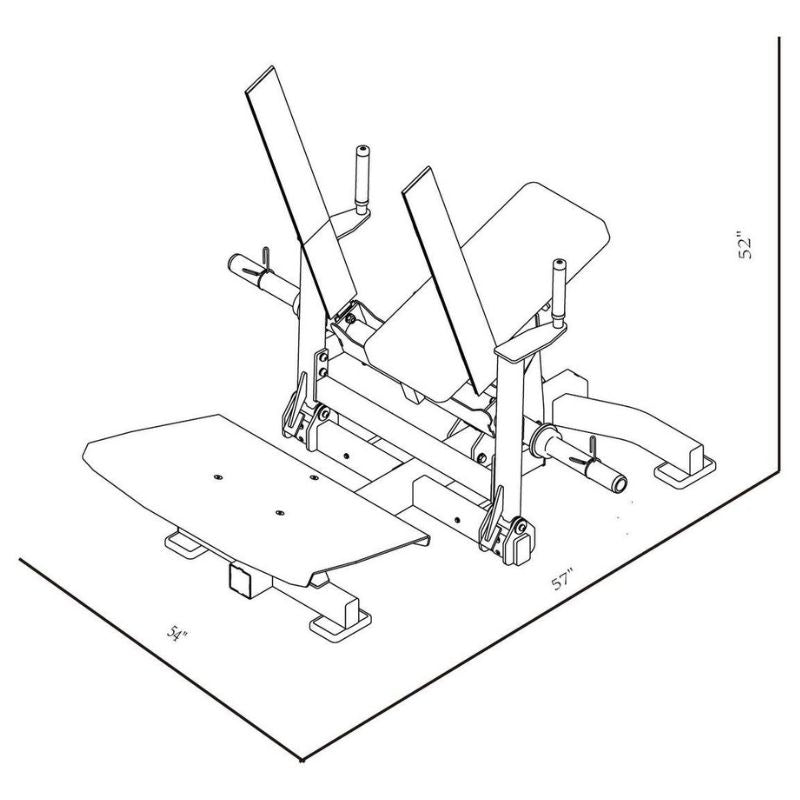 BodyKore Plate Loaded Hip Thrust Machine - FL1844 Dimensions