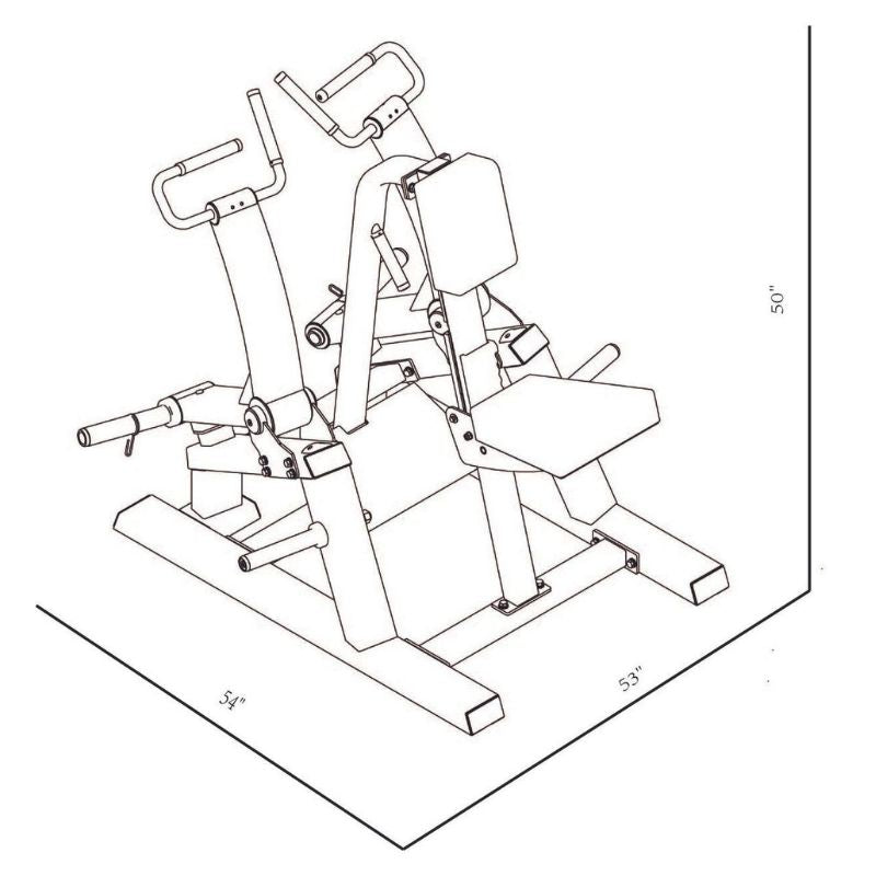 BodyKore Stacked Series- Plate Loaded Row - GR802 Dimensions