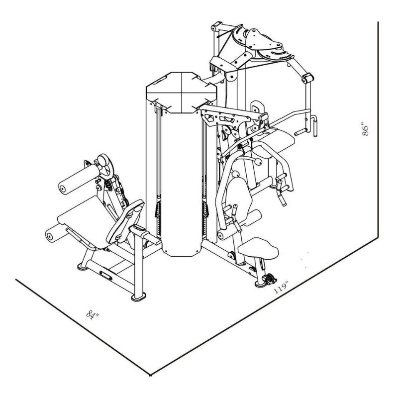 BodyKore 3 Station Multi-Gym MTI4005 Dimensions