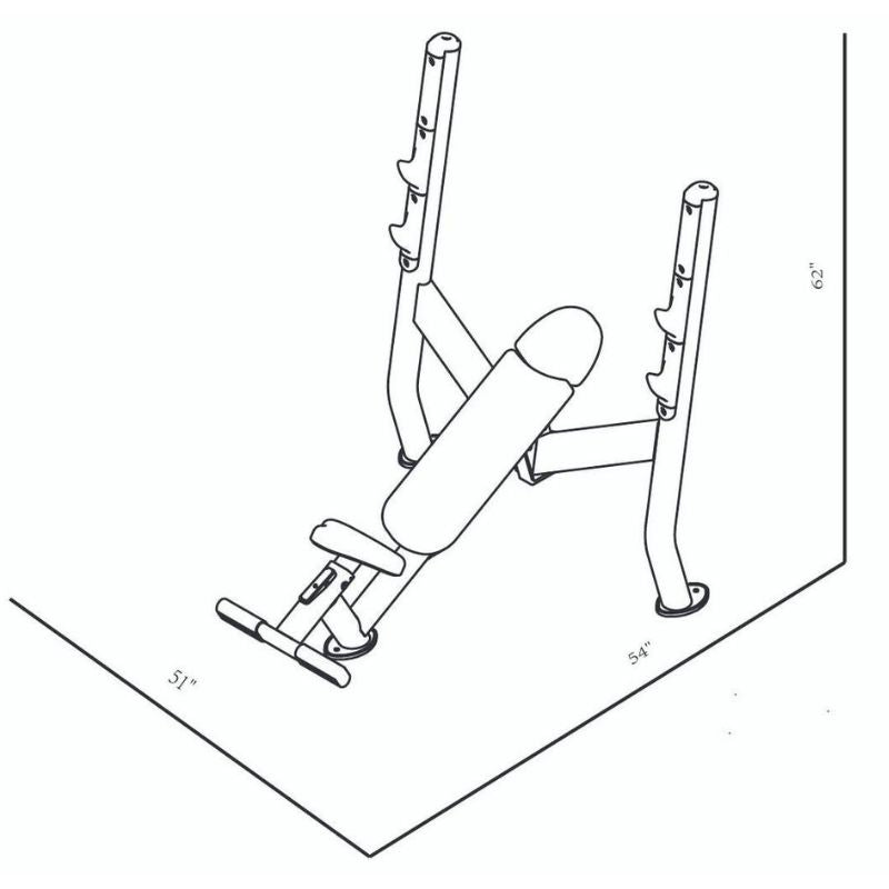 BodyKore Elite Series – Olympic Incline Bench CF2152 Dimensions
