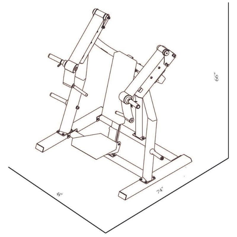 BodyKore Stacked Series - Plate Loaded Incline Chest Press - GR804 Dimensions