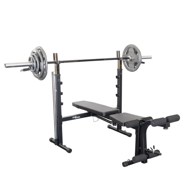 Body Solid Best Fitness BFOB10B Olympic Bench Flat Position with Plates