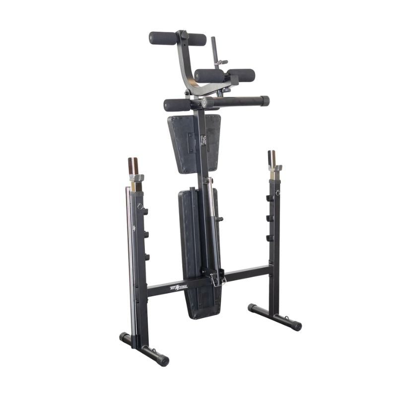 Body Solid Best Fitness BFOB10B Olympic Bench Foldable Space Saving design front view