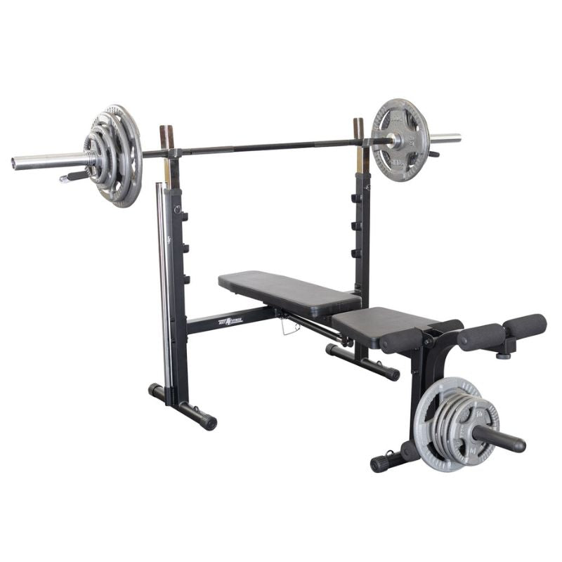 Body Solid Best Fitness BFOB10B Olympic Bench With Olympic Bar and olympic plates