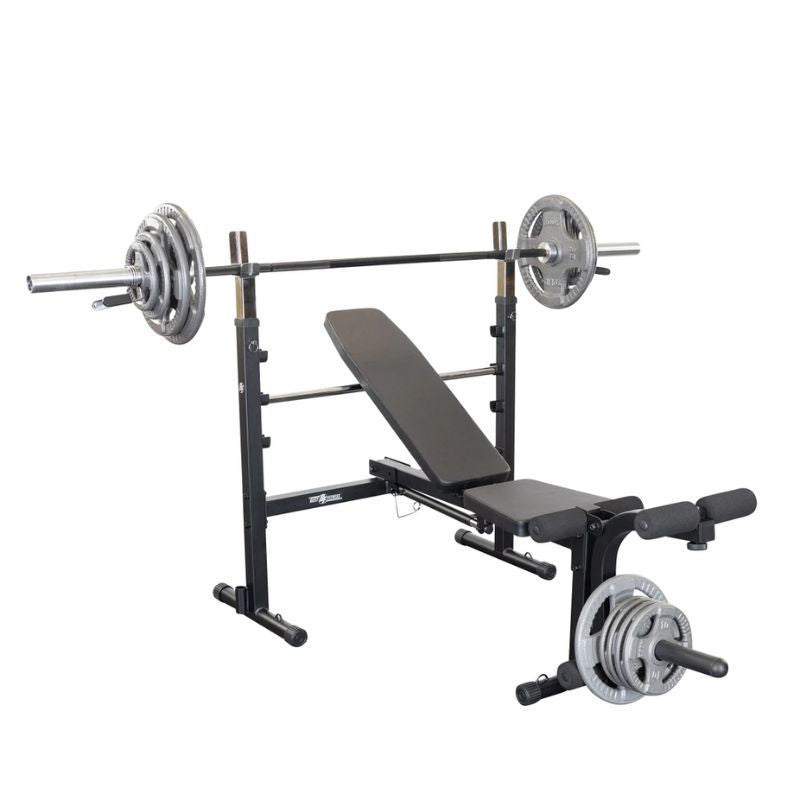 Body Solid Best Fitness BFOB10B Olympic Bench with Olympic plates set