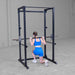 Body Solid Best Fitness BFPR100B Power Rack used in barbell lunges