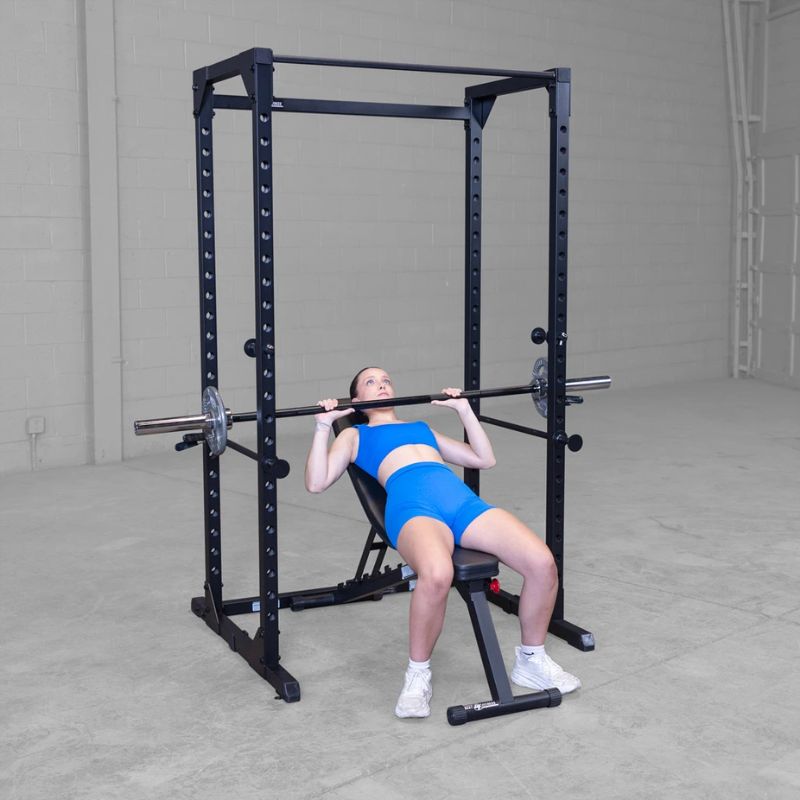 Body Solid Best Fitness BFPR100B Power Rack used in incline bench press