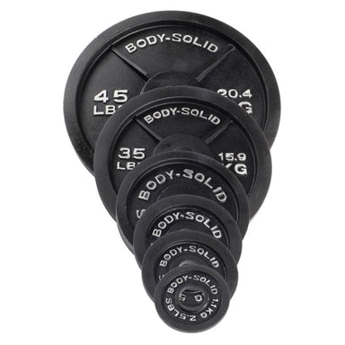 Body Solid Cast Iron Olympic Plates 45 lb, 35 lb, 25 lb, 10 lb, 5 lb, 2.5 lb