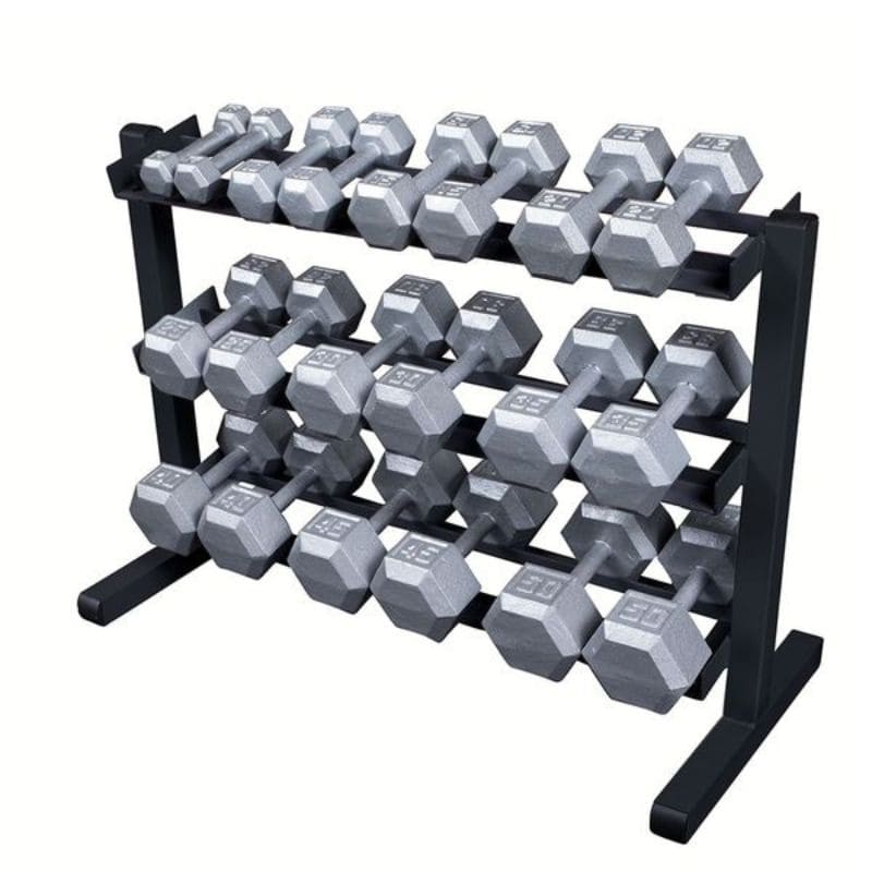 GDR363B Dumbbell Rack with Cast Iron Hex Dumbbells 5-50lbs