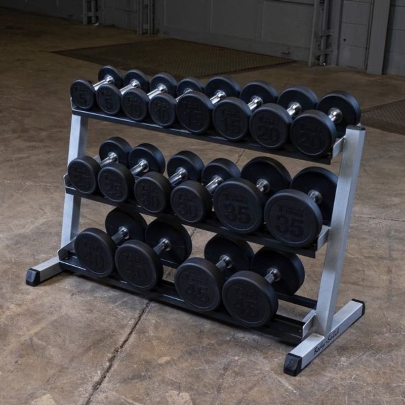 Body Solid GDR48B Black 3 Tier Horizontal 48" Dumbell Rack Sample