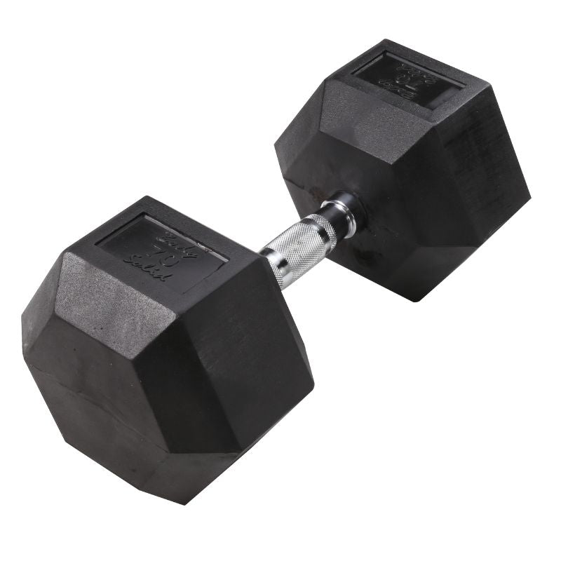 Body Solid Rubber Hex Dumbbells 70 lb Hex Rubber Dumbbell