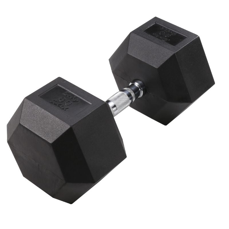 Body Solid Rubber Hex Dumbbells 80 lb Hex Rubber Dumbbell
