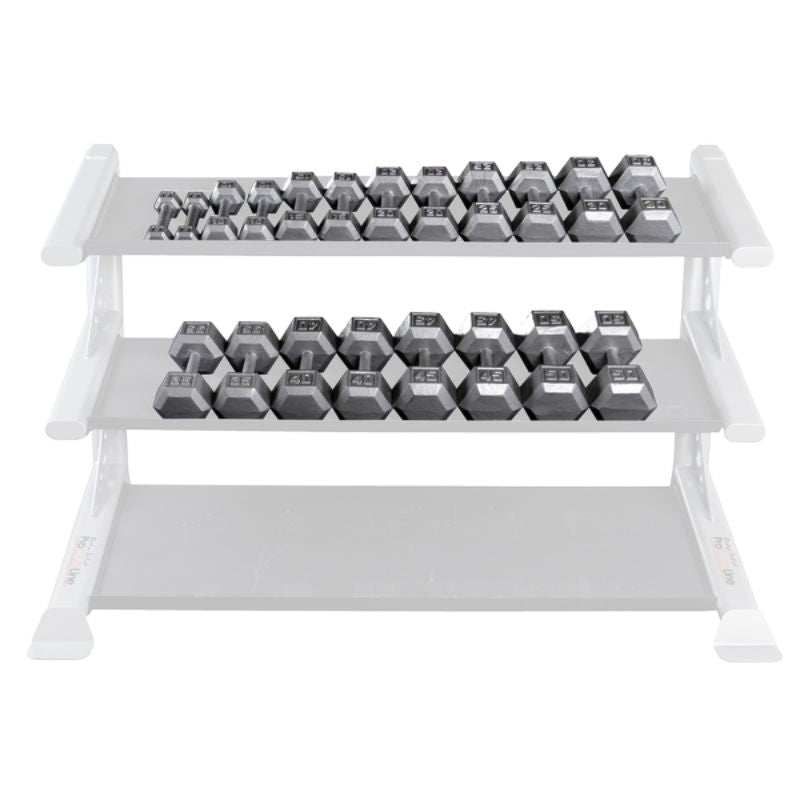 Body Solid SDS Grey Hex Dumbbell Sets Dumbbells with 3 Tier Dumbbell Rack