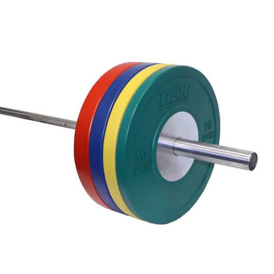 CO-SBP Troy Competition Grade Color Bumper Plate Set with Bar