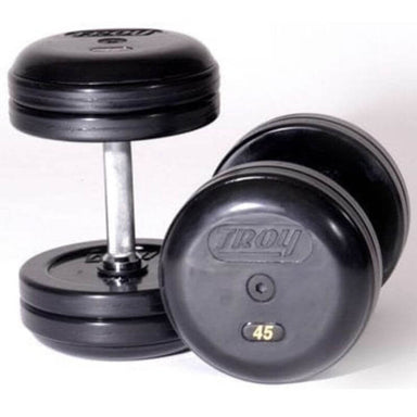 COMMPAC-RUFDR100 TROY 5-100lb Rubber-Encased Pro-Style Dumbbell 45lb Pair