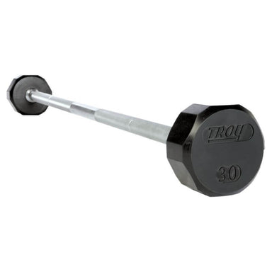 COMMPAC-TSBRTROY110 20lbs-110lbs 12-Sided Rubber Straight Barbell Set with Rack 30lb