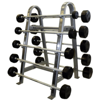 COMMPAC-TSBRTROY110 20lbs-110lbs 12-Sided Rubber Straight Barbell Set with Rack Empty