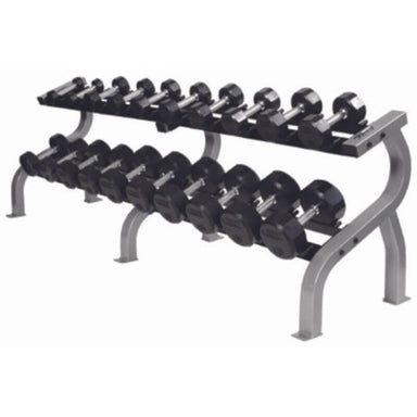 COMMPAC-TSDR100 TROY 5-100lb Rubber Encased 12-Sided Dumbbell with Saddle Racks