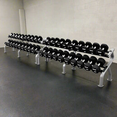 COMMPAC-TSDU100 TROY 12- Sided 5-100lb Urethane Dumbbell Set with Racks