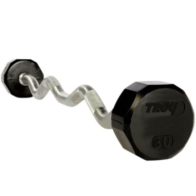 COMMPAC-TZBR110 TROY 12-Sided Rubber Encased Curl Barbell Set with Horizontal Barbell Rack 30lb
