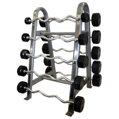 COMMPAC-TZBR110 TROY 12-Sided Rubber Encased Curl Barbell Set with Horizontal Barbell Rack