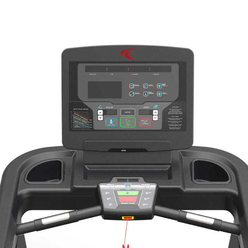 Close up details of 9T LED Console of TKO Strength Cardio Commercial Treadmill with LED Screen - 9T-LED 