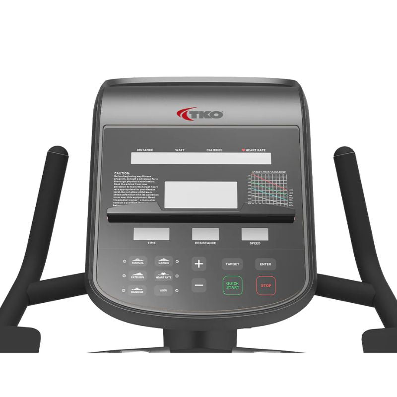 Close up details of LED Screen of TKO Strength Cardio Upright Bike - 7UP-LED