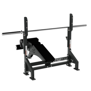 Defiant Strength Olympic Decline Bench Press with Plate Storage – DS-945 Back Angled View