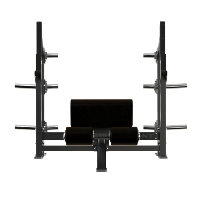 Defiant Strength Olympic Decline Bench Press with Plate Storage – DS-945 Front View
