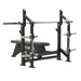 Defiant Strength Olympic Flat Bench Press with Plate Storage – DS-943 Back Angled View
