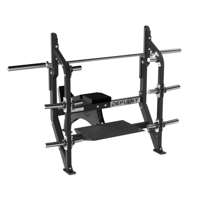 Defiant Strength Olympic Incline Bench Press with Plate Storage – DS-944 Back Angled View