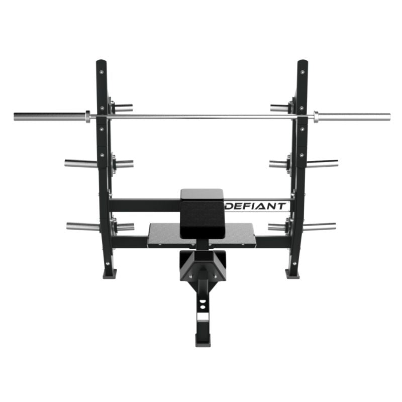 Defiant Strength Olympic Incline Bench Press with Plate Storage – DS-944 Front View