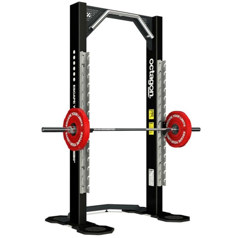 Escape Fitness FREESTANDING MONO Squat Frame - OFPSQ12 Main Display with Bars and Plates