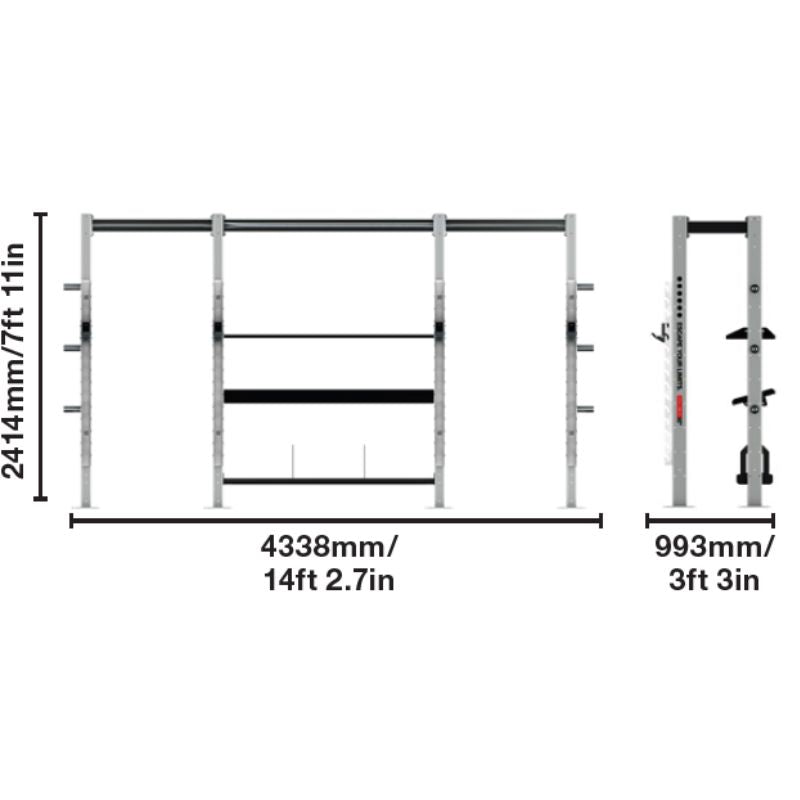 Escape Fitness Octagon LITE Half Squad with Storage - LITE04 Dimensions