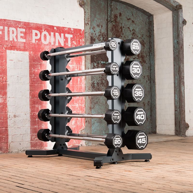 Escape Fitness Urethane Fixed Barbell Set with Rack