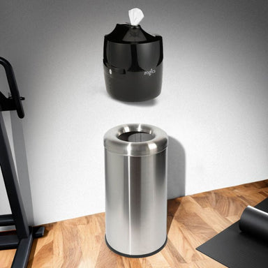 FREE Upward Facing Wipe Dispenser on top of Stainless Steel Trash can