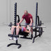 Female doing Decline Barbell Bench Press using Body-Solid GPR370B Olympic Multi Press Rack with Spotter