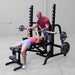 Female doing Flat Bench press using Body-Solid GPR370B Olympic Multi Press Rack