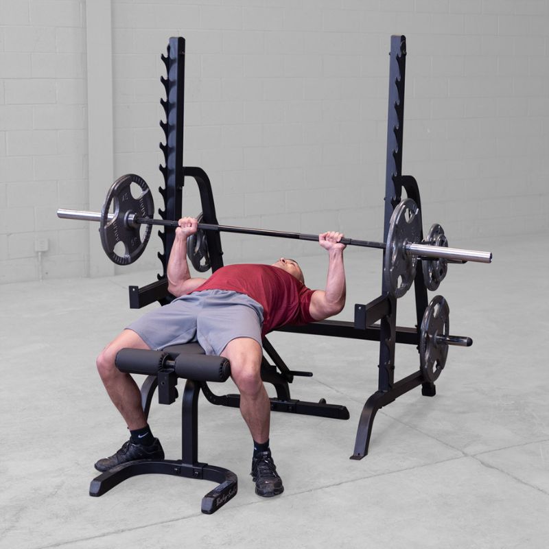 Flat Bench Press using Body-Solid GPR370B Olympic Multi Press Rack
