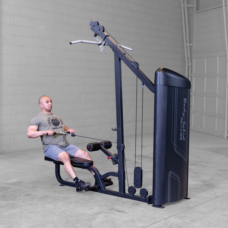 Front View of Mid Row Workout using  Body-Solid Pro ClubLine S2LATX Series 2 Lat and Mid-Row