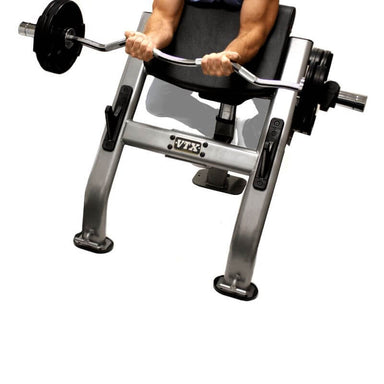 G-CB VTX Standing Curl Bench Sample Exercise with Barbell