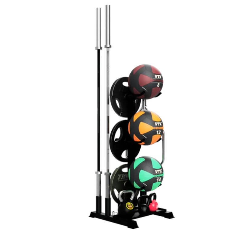 G-MR Troy  Vertical Multi-Storage Rack with Wallball, Plate, Kettlebell and   Bar 