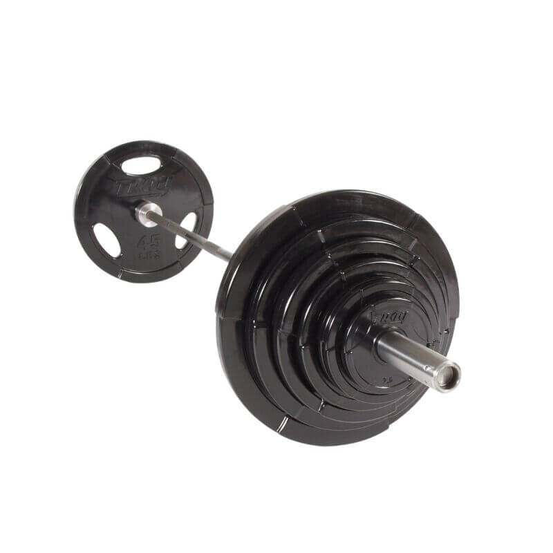 GO-U Troy  Urethane Encased Olympic Grip Plate  with Bar