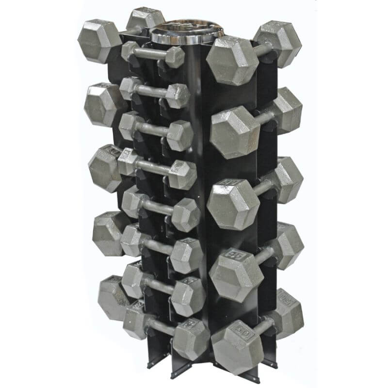 GVDR- VTX  13 Vertical 4-Tier Dumbbell Rack, Holds 13 Pairs (3-50 lbs) with Dumbbells