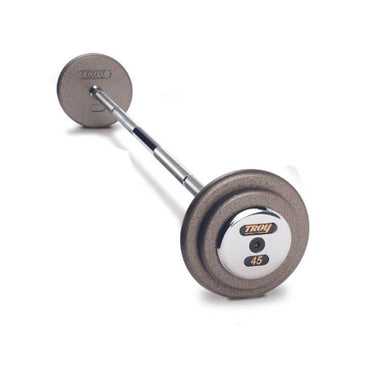 HFB-C TROY Pro Style Fixed Straight Barbell Set-GrayC hrome End Caps