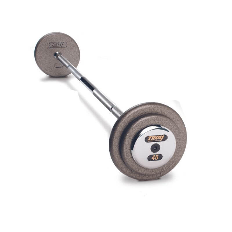 HFB-C TROY Pro Style Fixed Straight Barbell Set-GrayC hrome End Caps